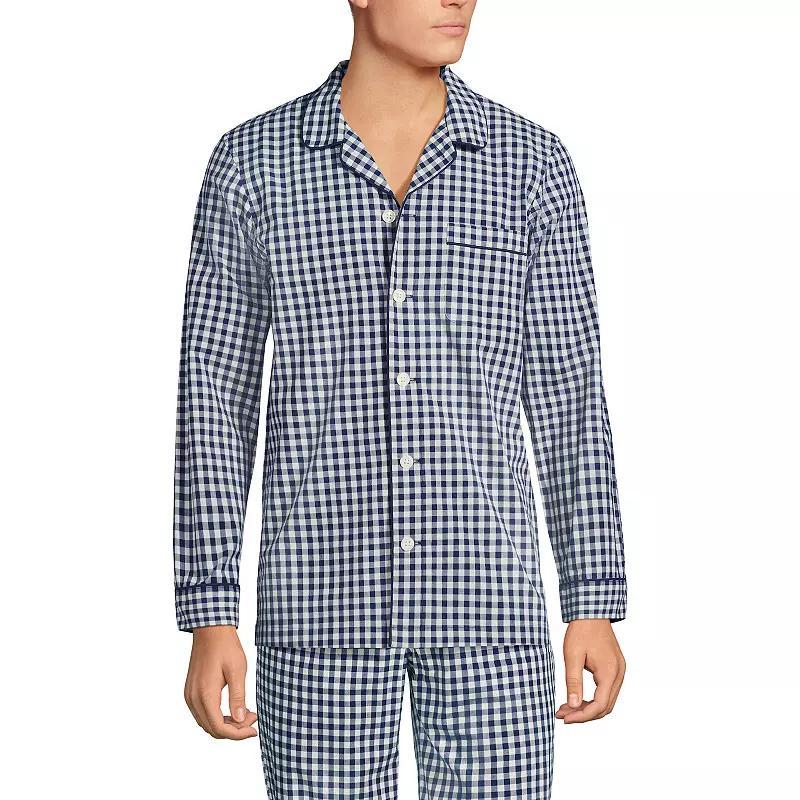 Men's Lands' End Broadcloth Pajama Sleep Shirt, Size: Large, Grey Blue Stripe Product Image