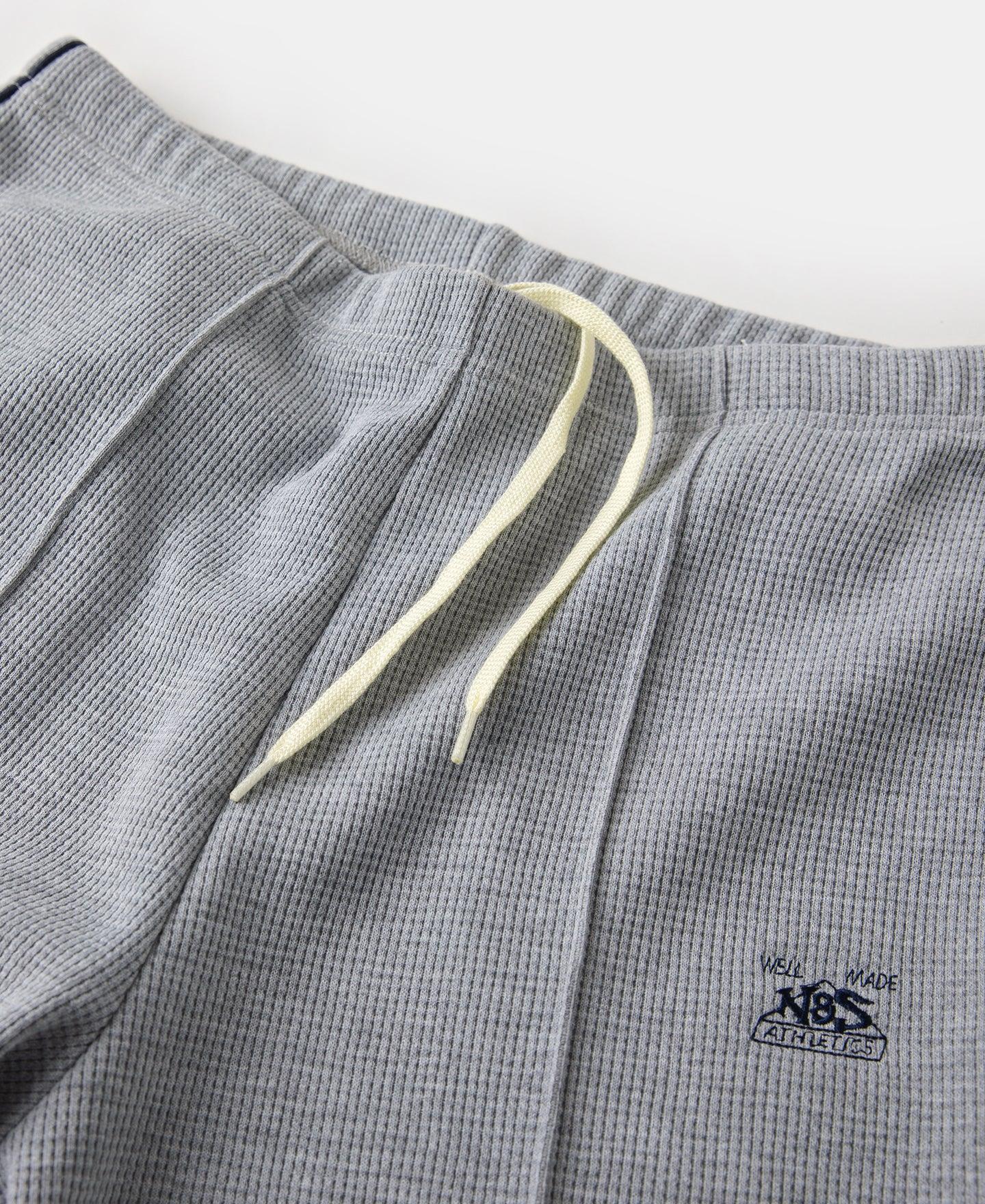1970s Heavyweight Waffle Knit Jogger Pants - Gray Product Image