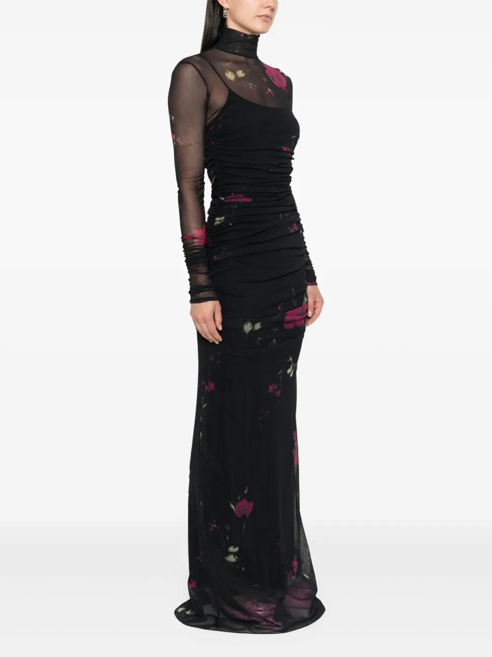 rose-print tulle maxi dress Product Image