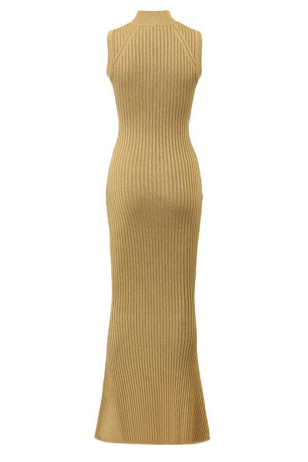 Emmie  gold metallic ribbed maxi dress Product Image