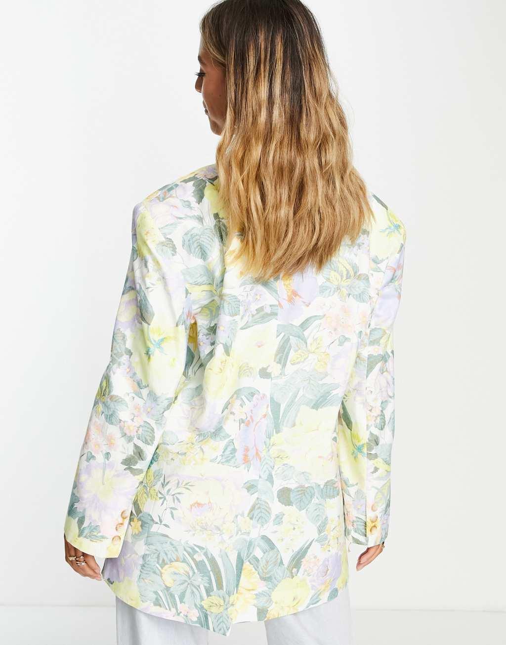 ASOS DESIGN floral oversized grandad blazer-Multi Product Image