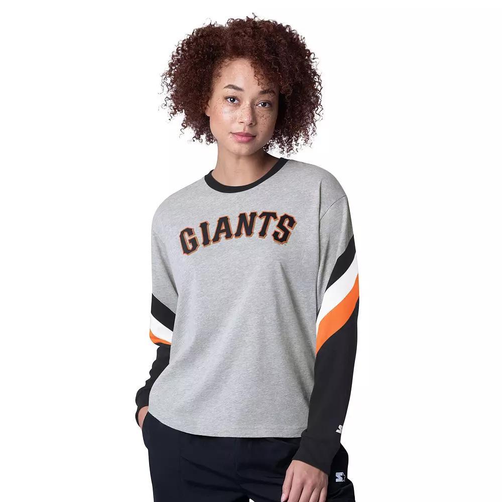 Women's Starter Heather Gray Houston Astros Triple A Fashion Color Block Long Sleeve Top, Size: XL, Grey Product Image