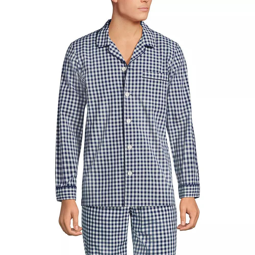 Men's Lands' End Broadcloth Pajama Sleep Shirt, Size: Large, Grey Blue Stripe Product Image