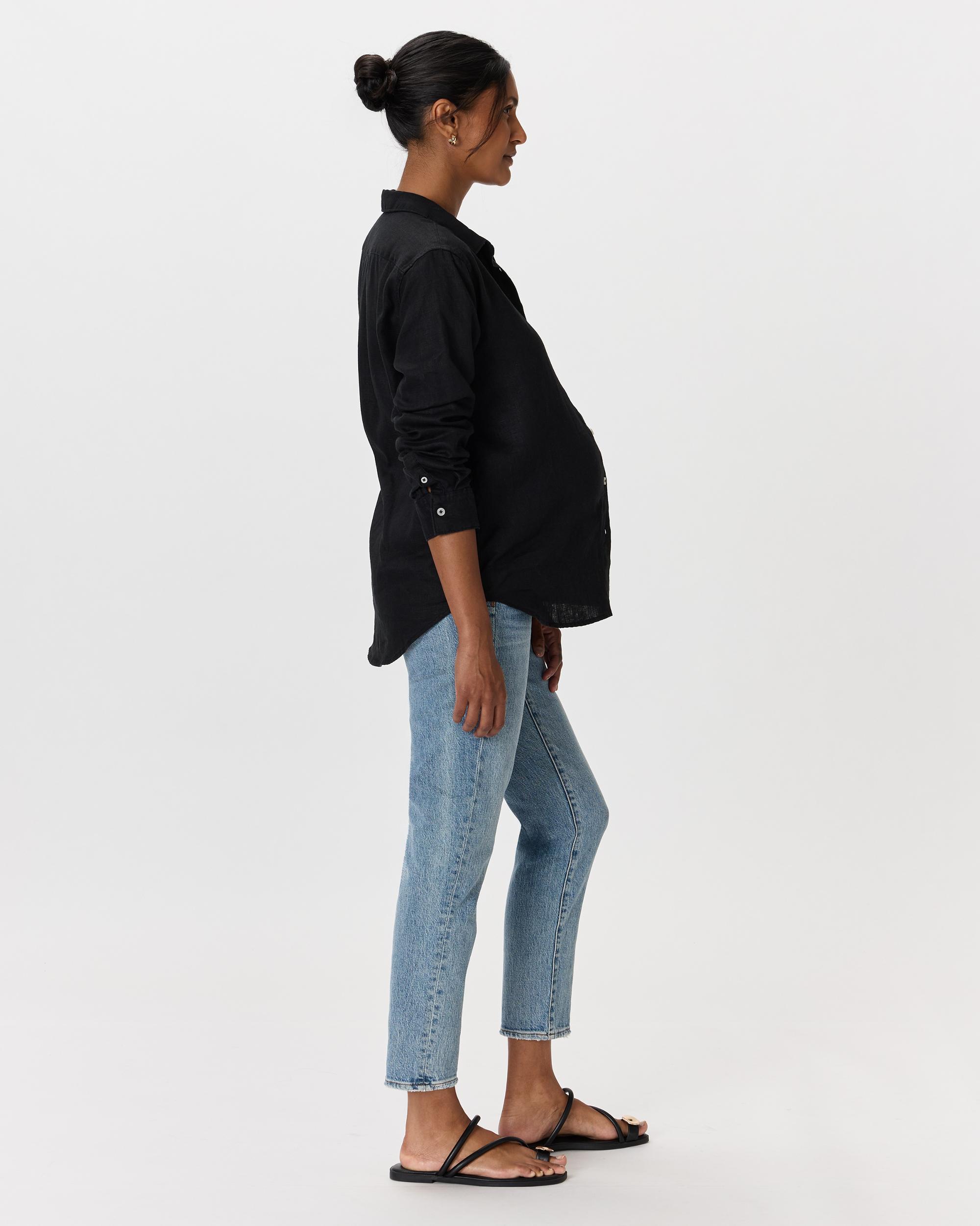 Quince | Women's 100% European Linen Maternity Long Sleeve Shirt Size XS Product Image