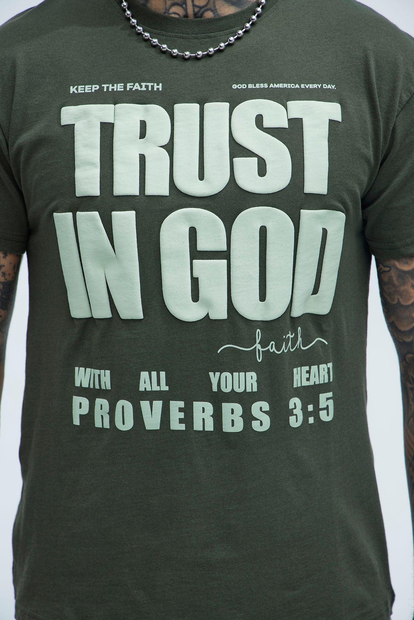 Proverbs 3:5 Short Sleeve Tee - Dark Olive Product Image