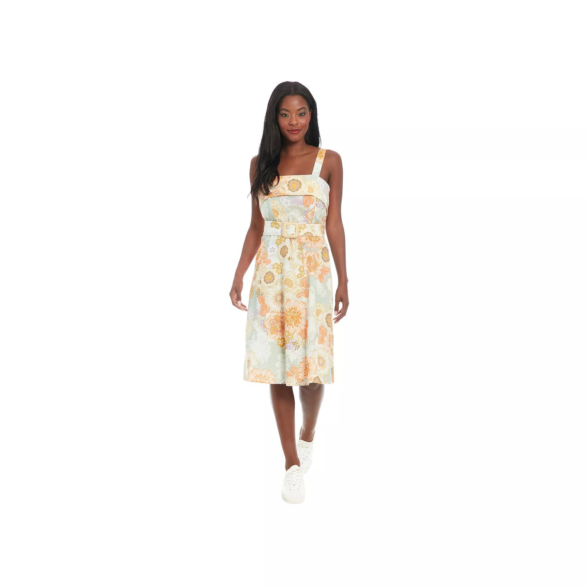 Women's London Times Fold Over Top Belted Midi Dress, Size: 6, Sage Pink Product Image