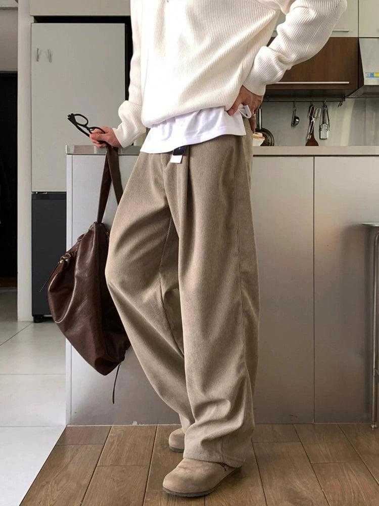 RT No. 12331 KHAKI BROWN PLEATED STRAIGHT PANTS Product Image