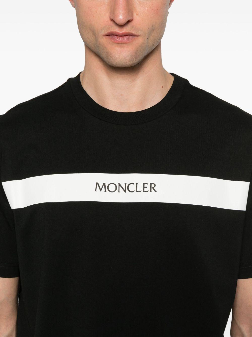 MONCLER Men's Cotton T-shirt With Rubberised Logo In Black Product Image