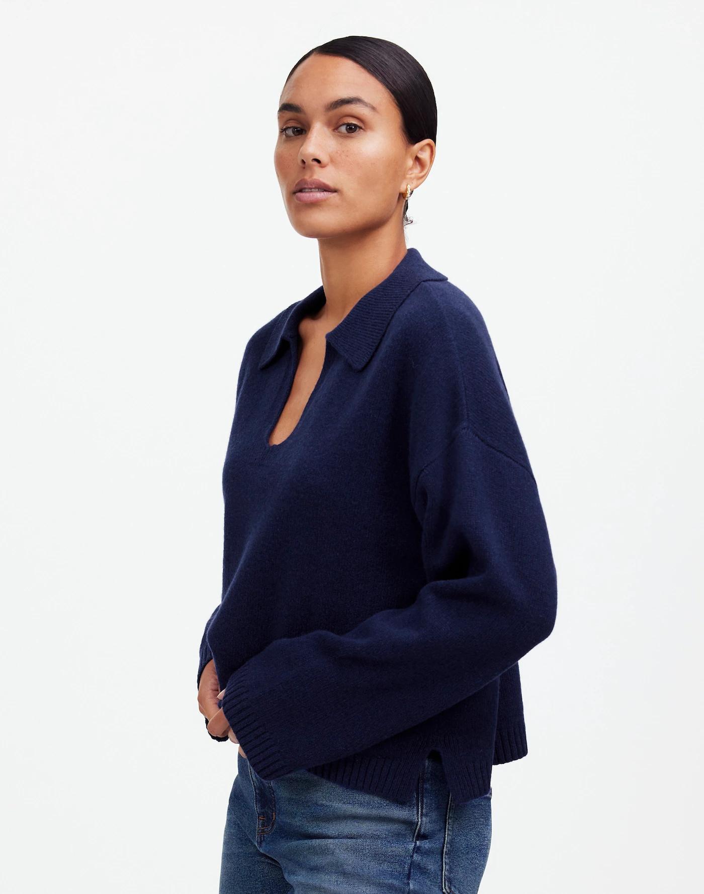 Cashmere-Wool Blend Polo Sweater Product Image