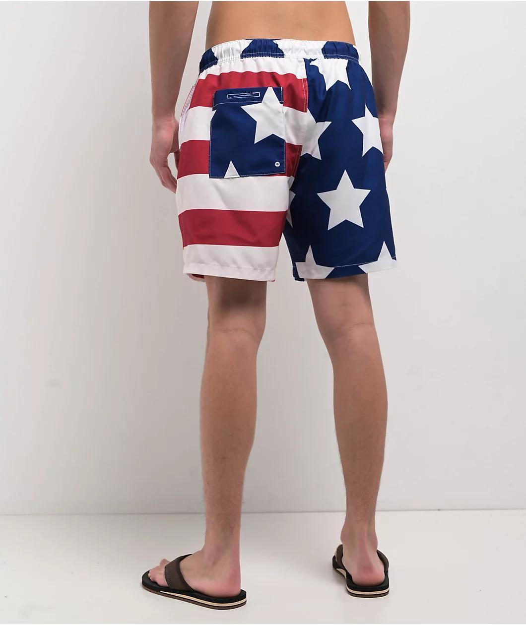 Freeworld Spangled Red, White & Blue Board Shorts Product Image