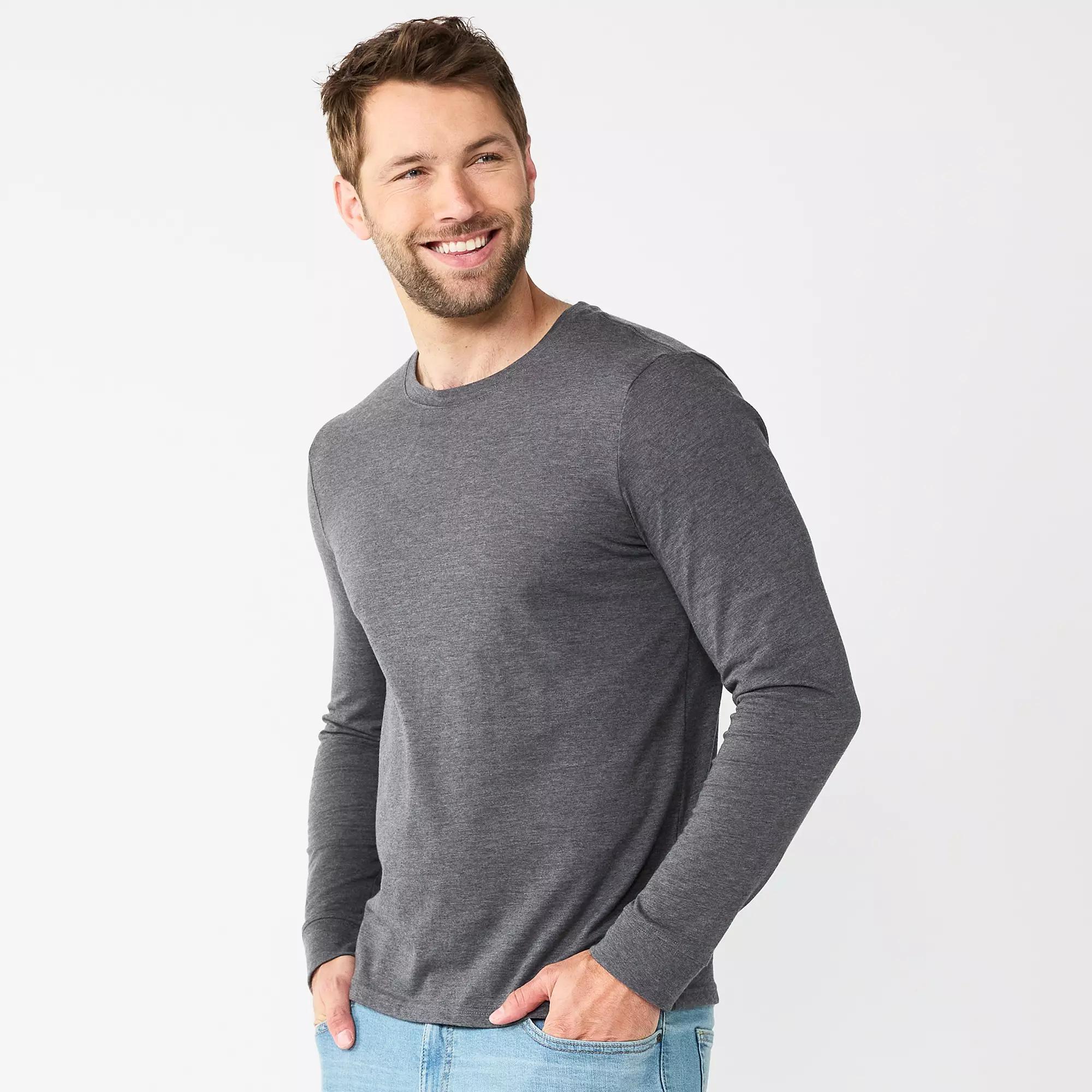 Men's Sonoma Goods For Life® Supersoft Long Sleeve Crewneck Tee, Size: Small, Grey Product Image