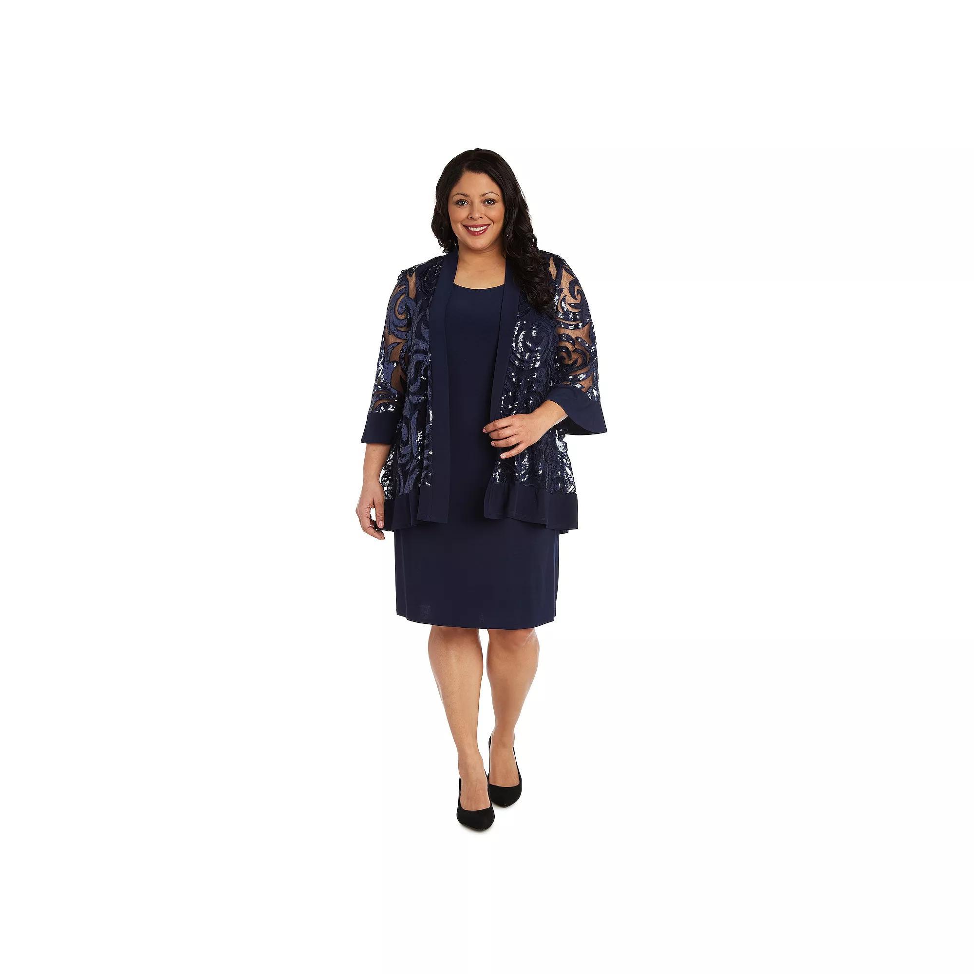Plus Size R&M Richards Jacket & Dress Set, Women's, Size: 22 W, Blue Product Image
