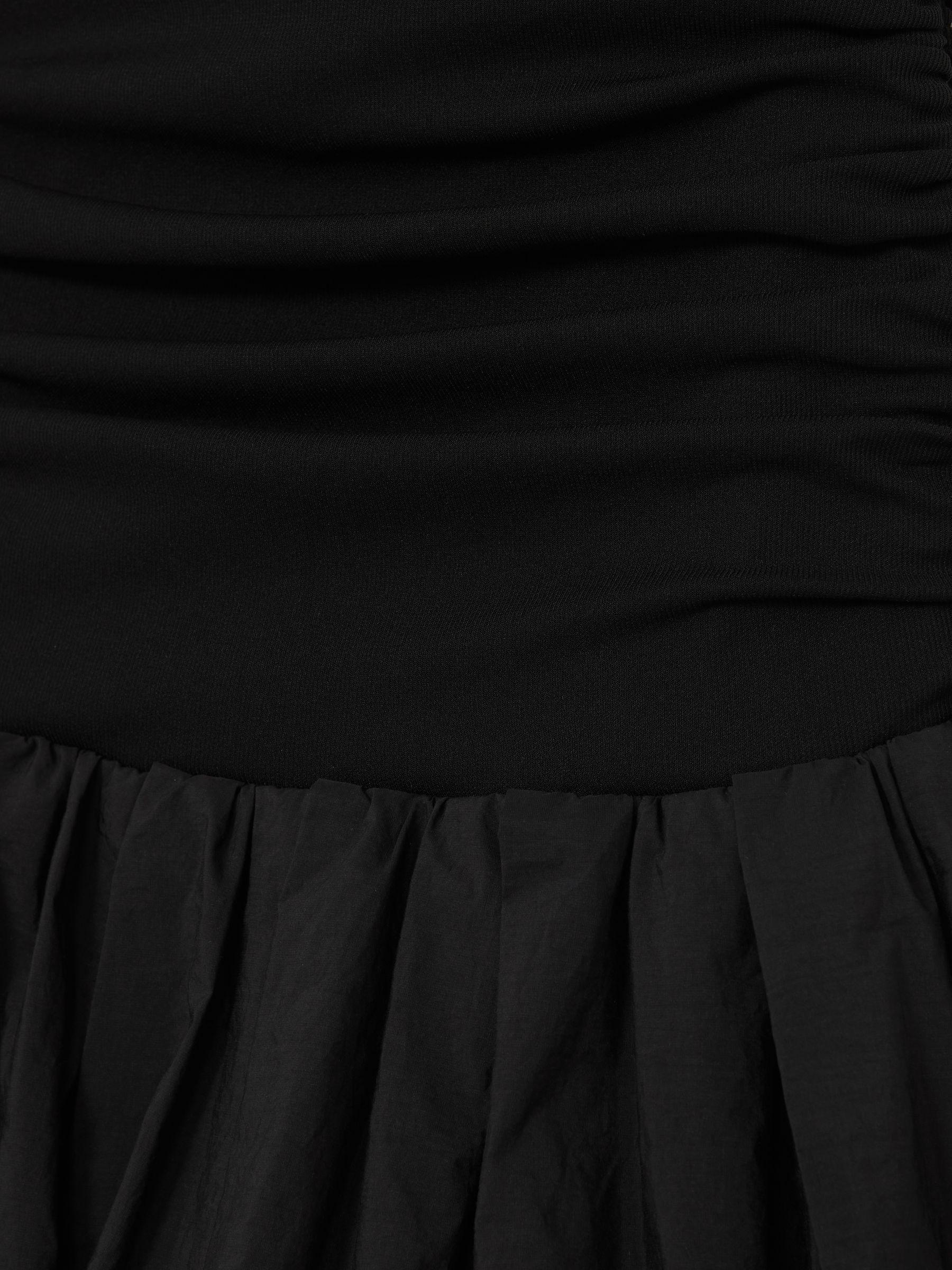 Off-Shoulder Puffball Mini Dress in Black Product Image