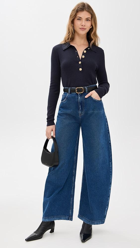 L'AGENCE Sterling Jewel Button Collar Sweater | Shopbop Product Image