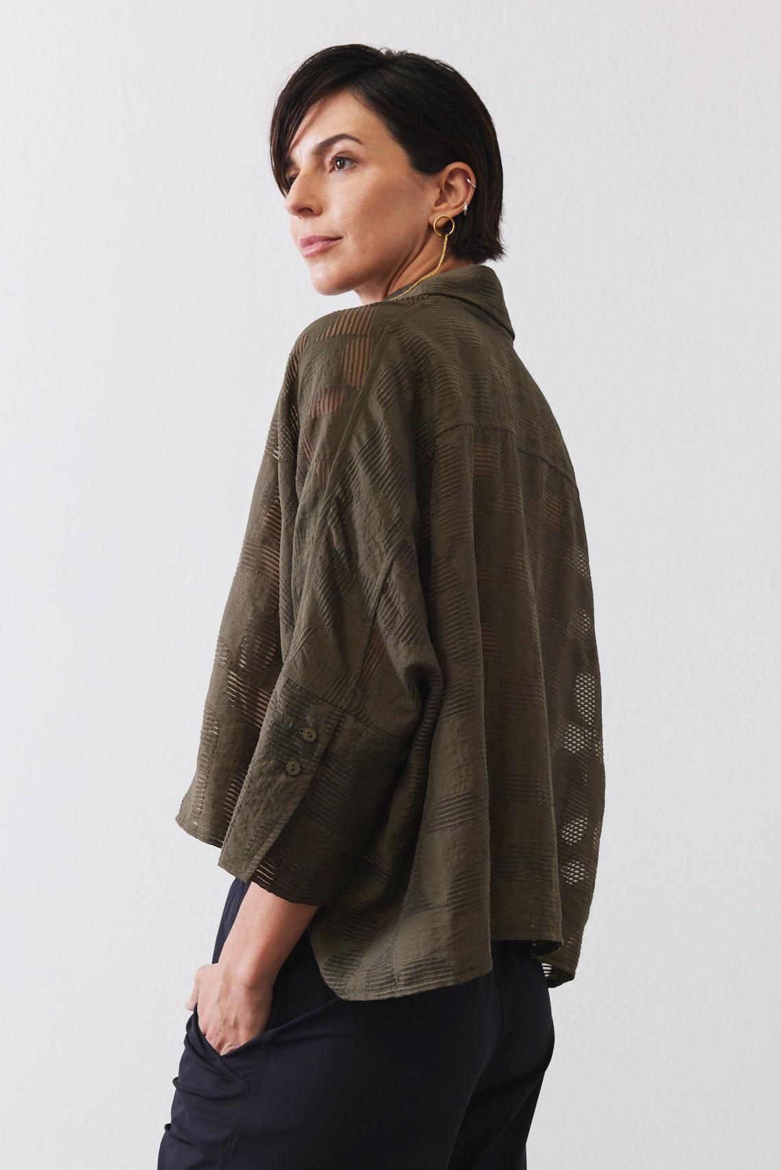 Oversized Geo Sheer Cropped Blouse Product Image
