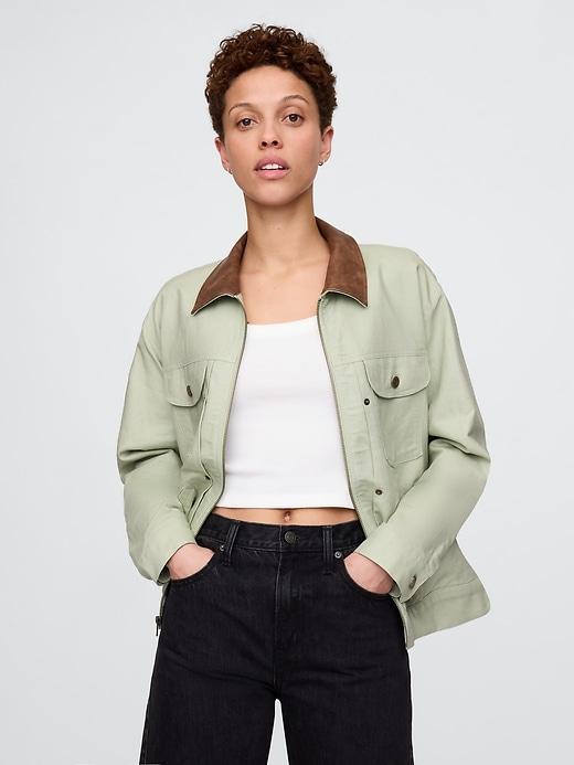 Linen-Cotton Trucker Jacket Product Image