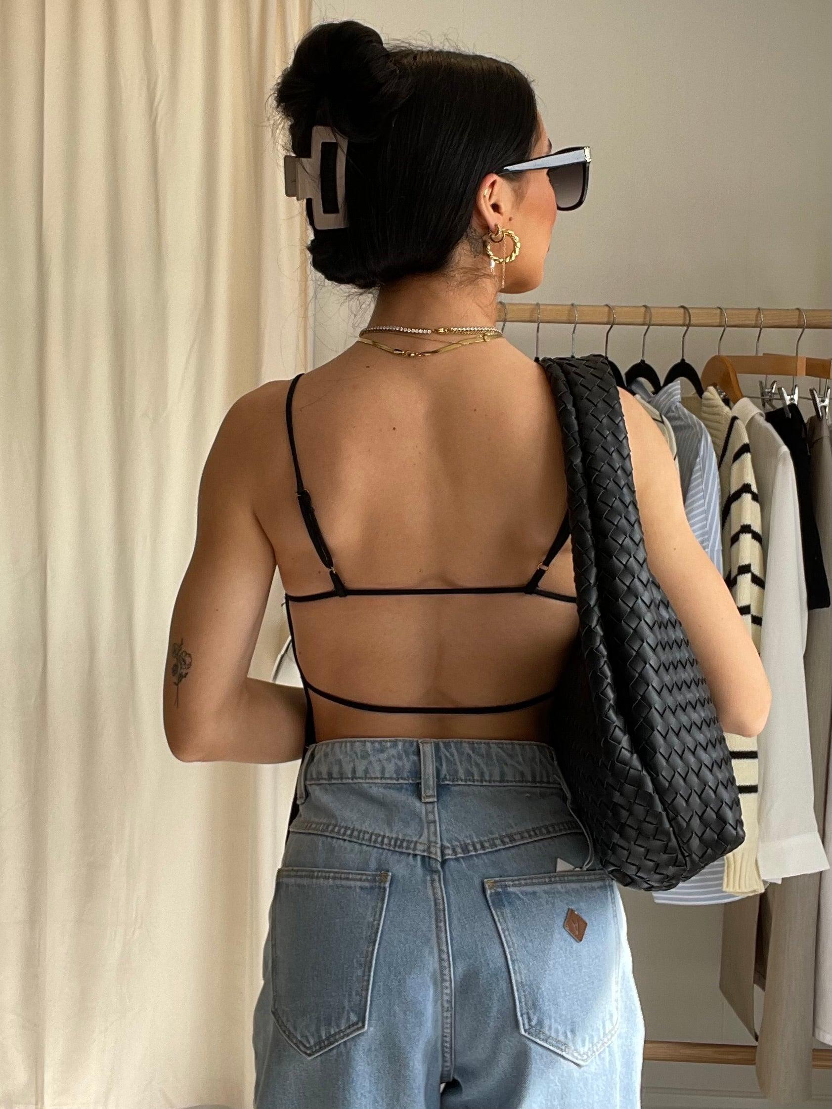 FINAL SALE WeWoreWhat | High Straight Neck Top | Black Product Image