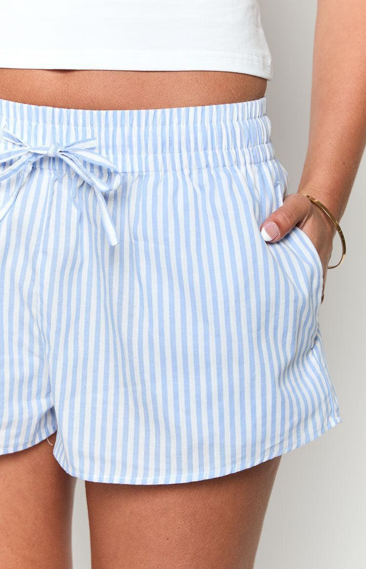 Skyler Blue Striped Shorts Product Image