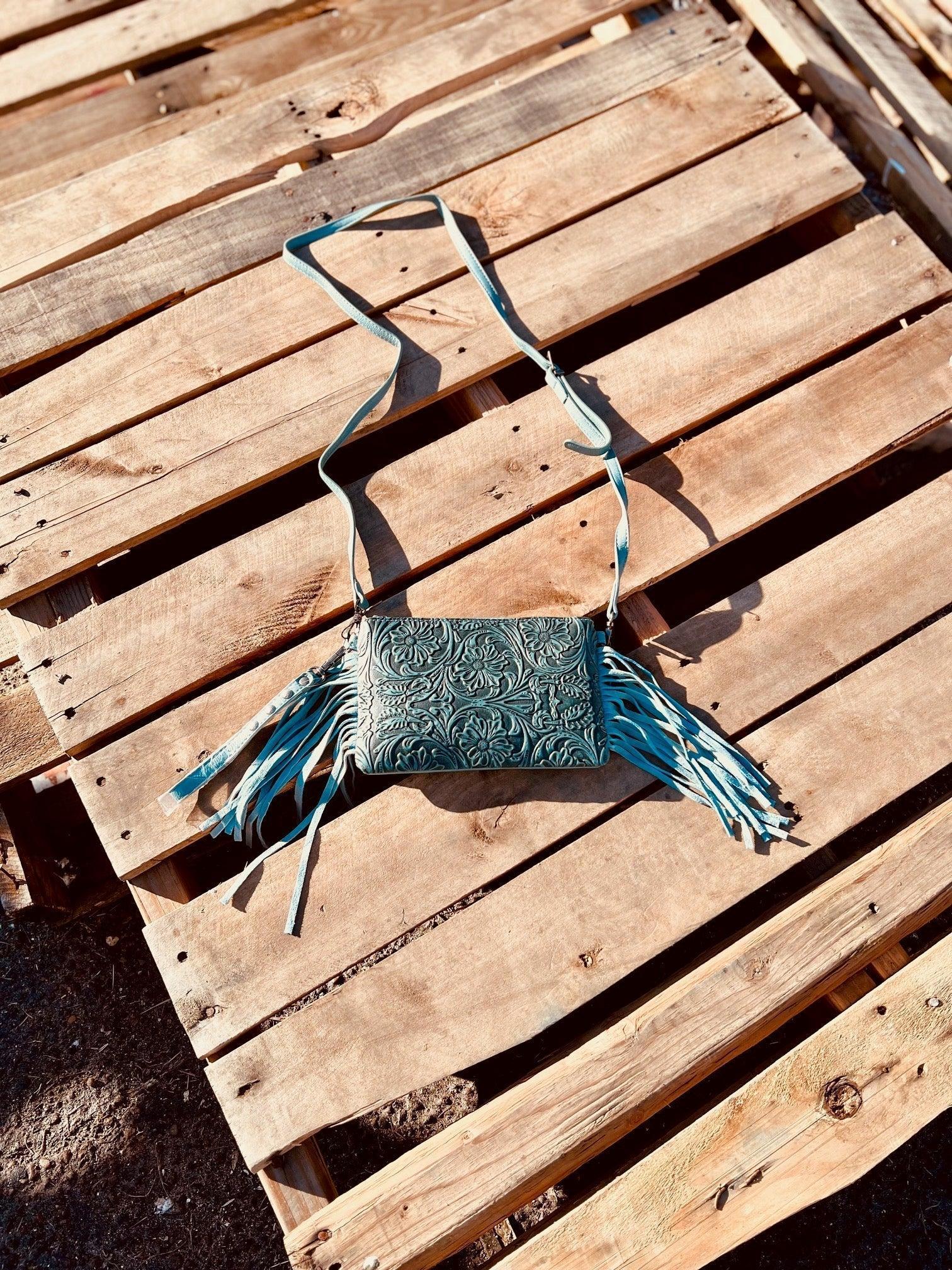 Montana West Turquoise Tooled Small Crossbody Product Image