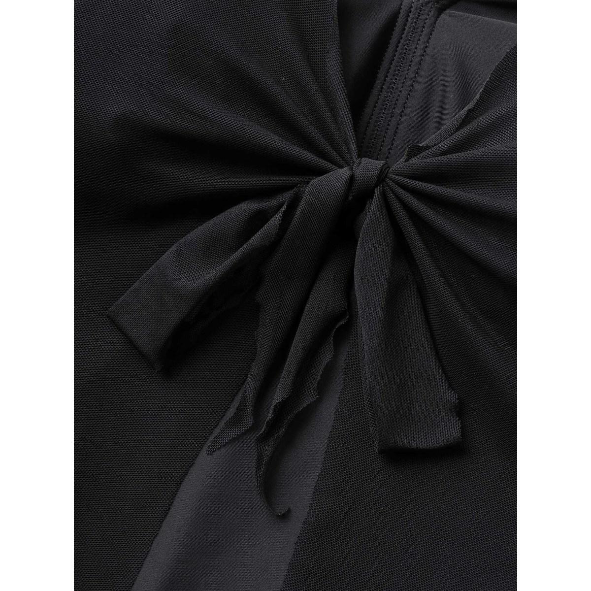 Plus Size Knotted Front Extra Coverage One-Piece Swimsuit Women's Swimwear Black Beach Tie knot Curve Bathing Suits High stretch One Pieces BloomChic 30/6X Product Image