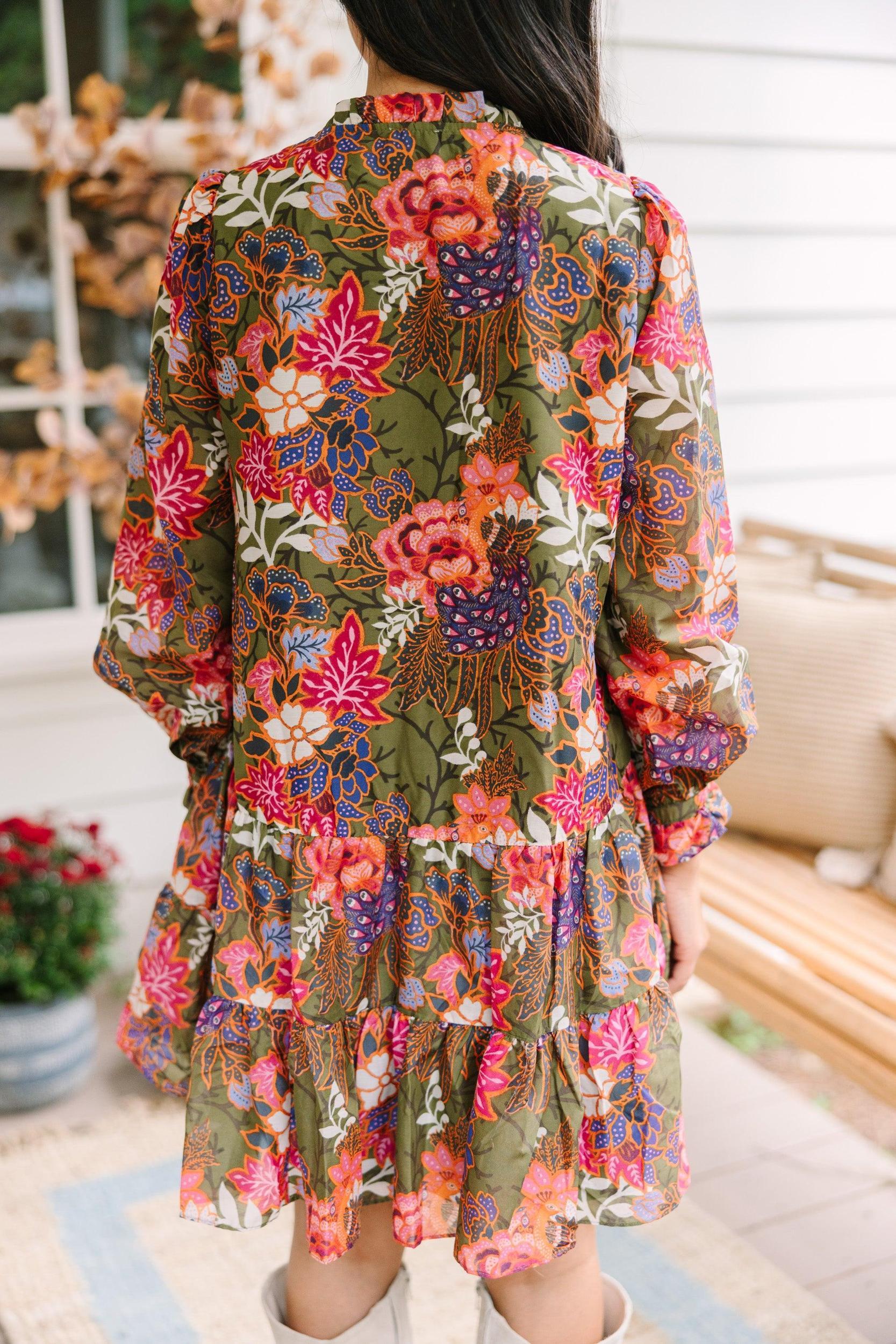 J. Marie: The Hayes Olive Green Floral Dress Female Product Image