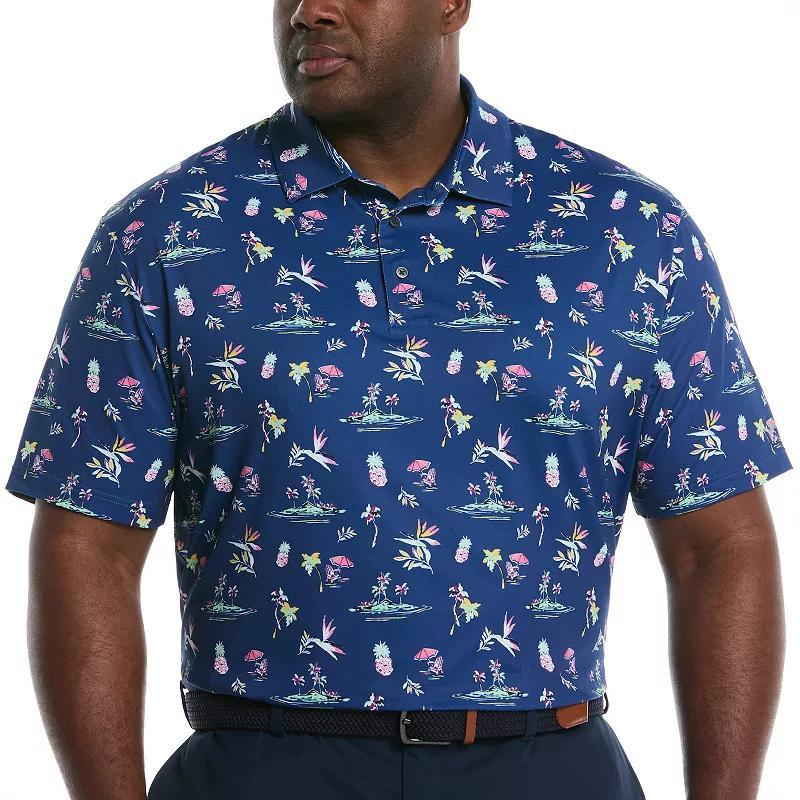 Big & Tall Grand Slam Tropical Island Print Short Sleeve Golf Polo, Men's, Size: XL Tall, Limoges Product Image