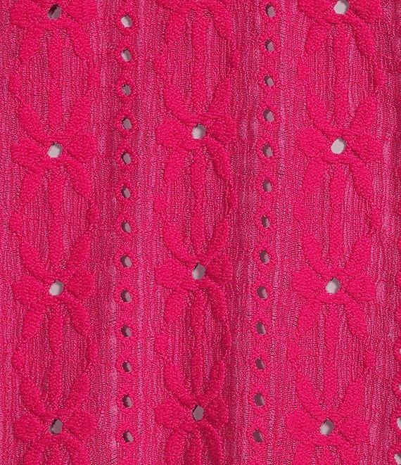 Allison Daley Plus Size 3/4 Sleeve Open-Front Eyelet Knit Cardigan Product Image