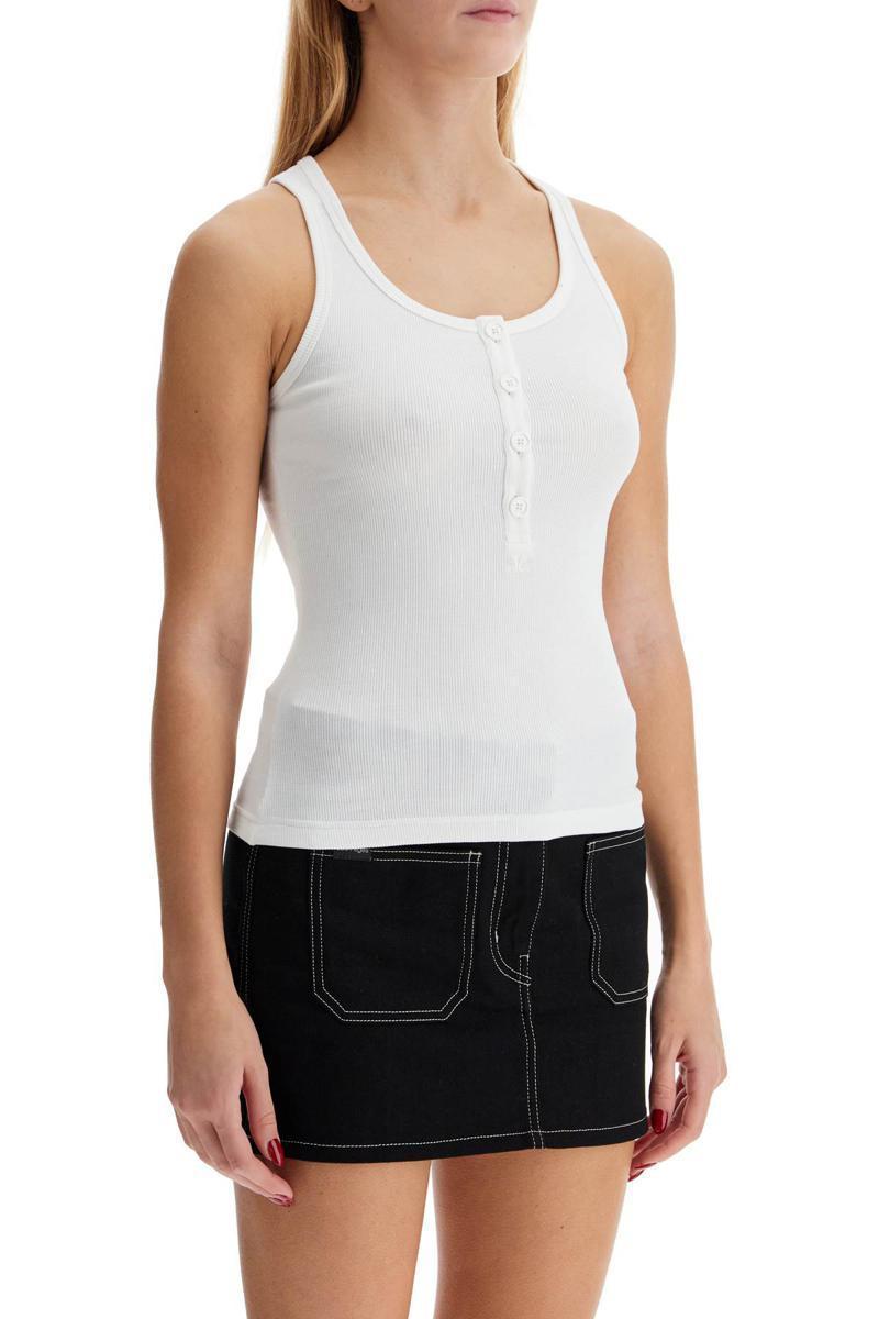 COURRÈGES 90's Ribbed Tank Top With In White Product Image