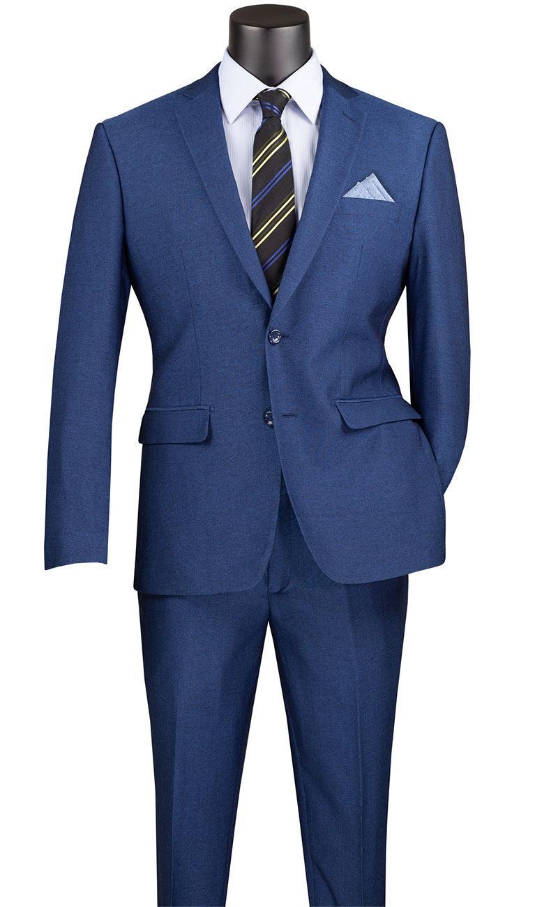 Men's Slim Fit 2 Piece Single Breasted 2 Button Design Blue Male Product Image