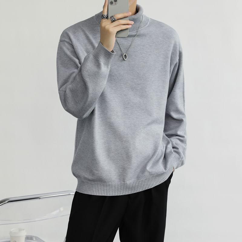 Long-Sleeve Turtleneck Knit Top Product Image