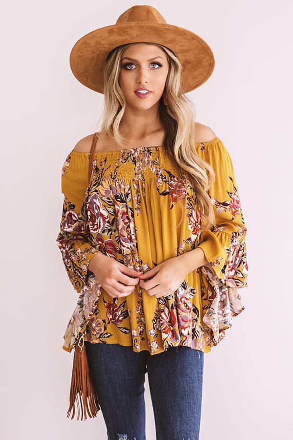 Floral Thrill Off Shoulder Top In Primrose Yellow Product Image