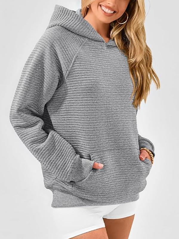 Hooded Long Sleeves Pockets Solid Color Split-Joint Hoodies Tops Product Image