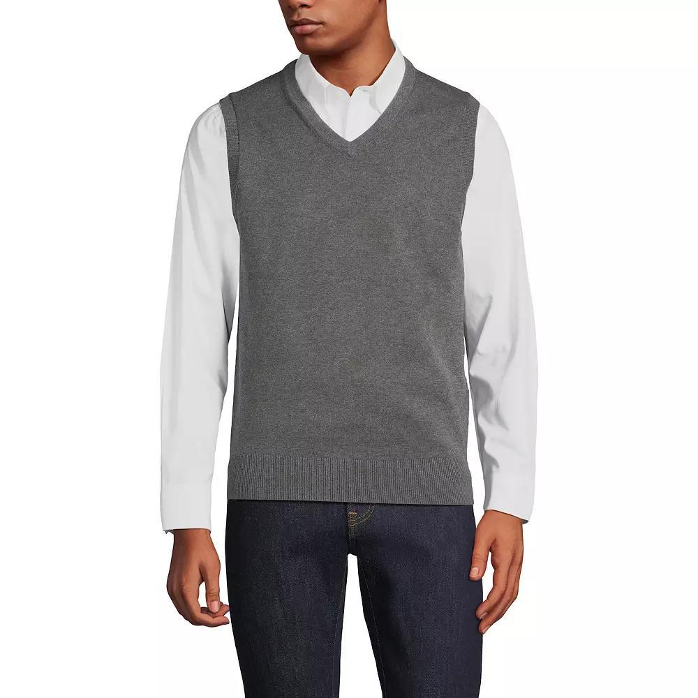 Big & Tall Lands' End Fine Gauge Cotton Vest, Men's, Size: Medium Tall, Radiant Blue Product Image