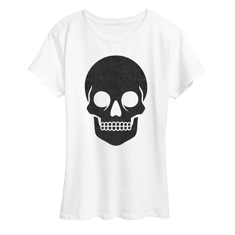 Women's Skull Sparkle Halloween Tee, Girl's, Size: Small, Grey Wine Product Image