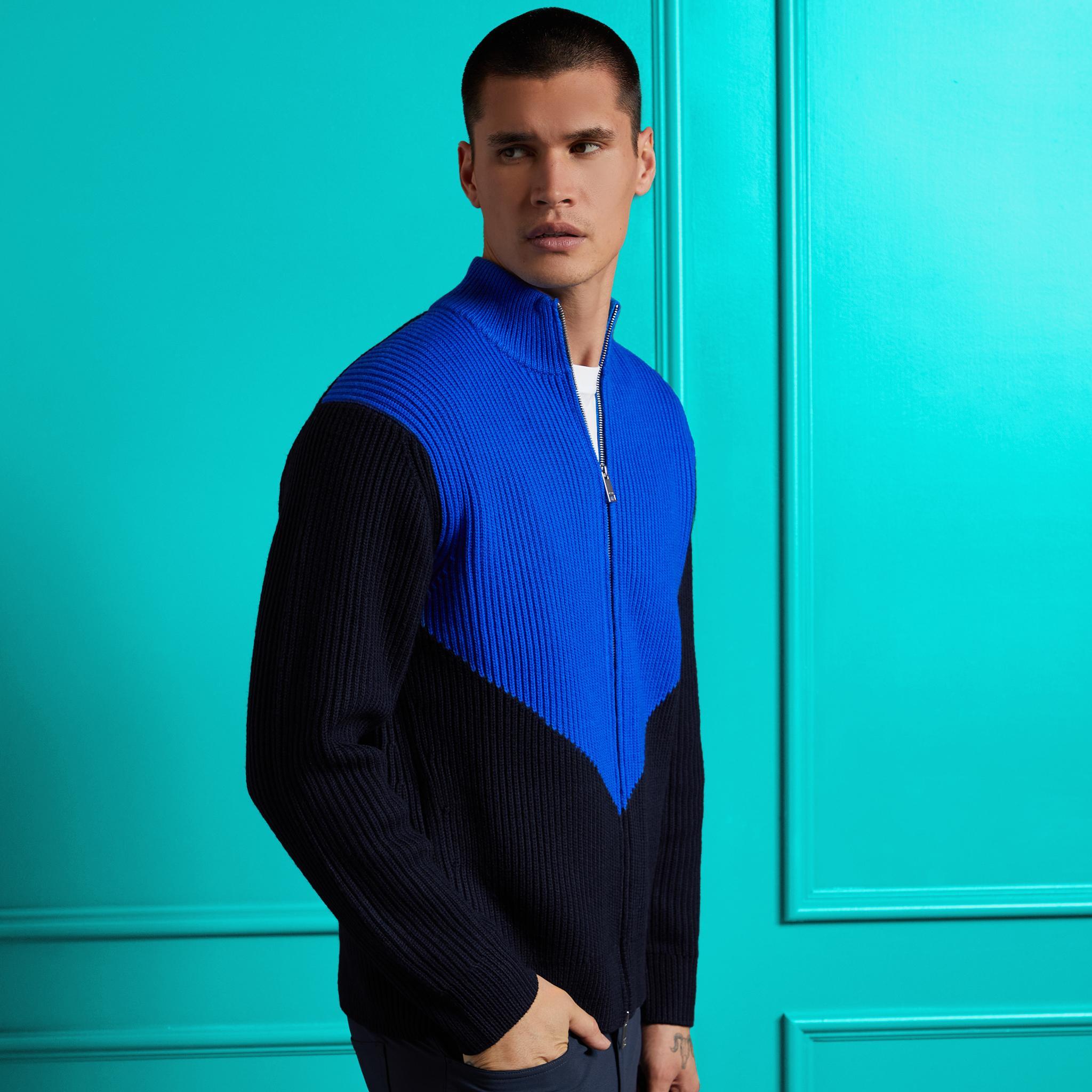 COLOURBLOCK MERINO WOOL FULL ZIP SWEATER JACKET Product Image