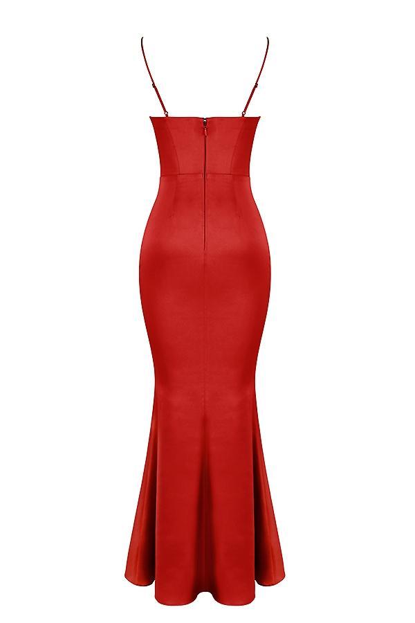 Olivette Crystal Satin Corset Maxi Dress Product Image