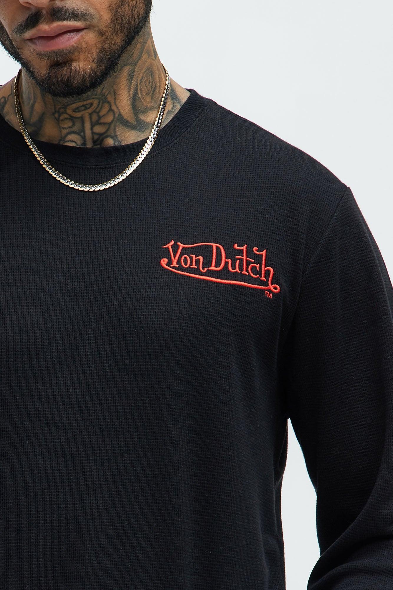 Von Dutch Red Font Long Sleeve Tee - Black Product Image