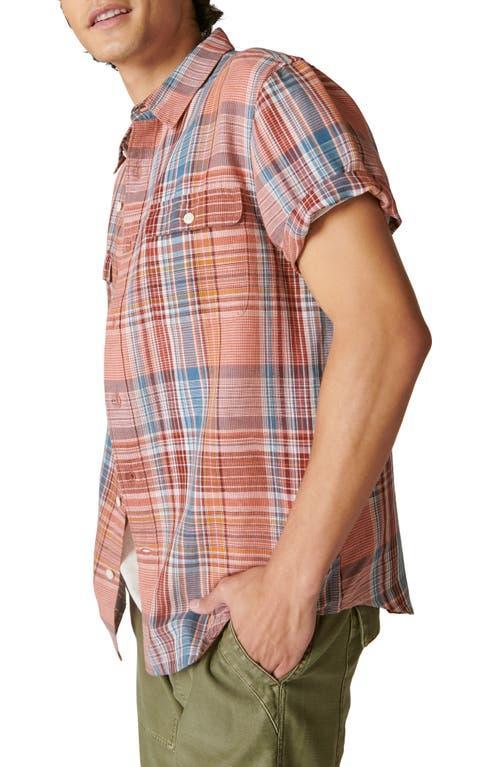 Lucky Brand Linen Plaid Short Sleeve Workwear Shirt Plaid) Men's Clothing Product Image