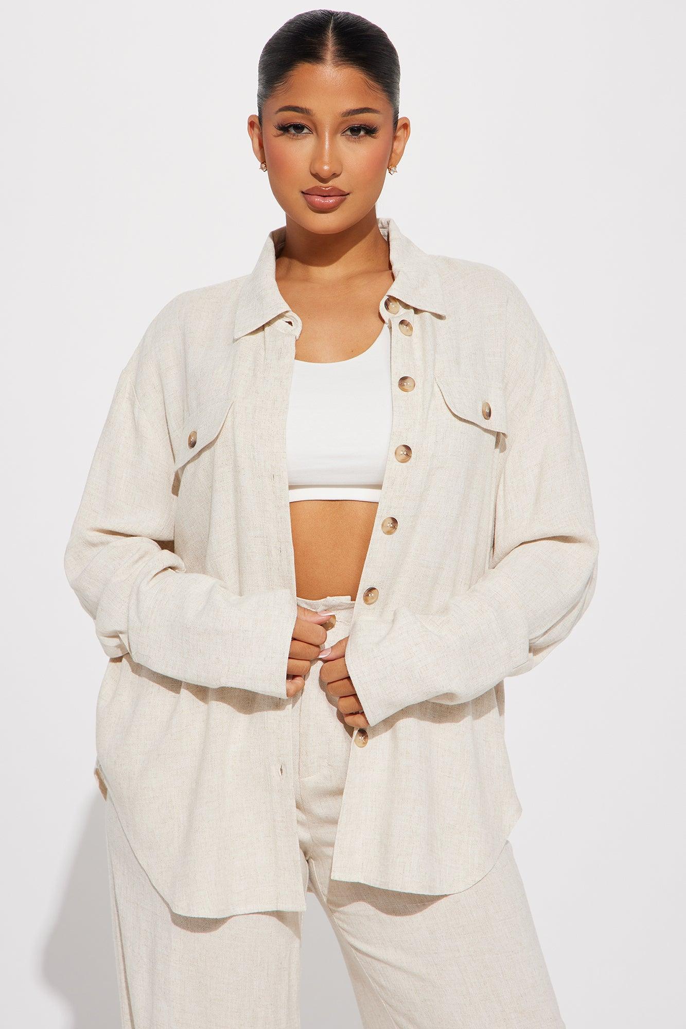 Reese Linen Pant Set - Oatmeal Product Image