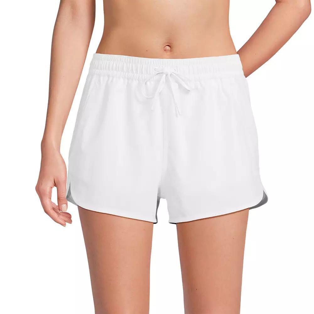 Women's Lands' End Woven Packable Dolphin Hem Swim Cover-Up Shorts, Size: 8, White Product Image