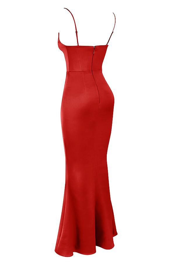 Olivette Crystal Satin Corset Maxi Dress Product Image