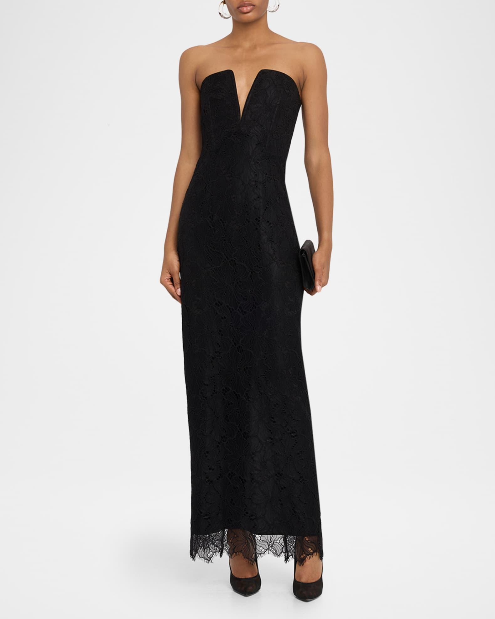 Strapless Floral Lace Column Gown Product Image