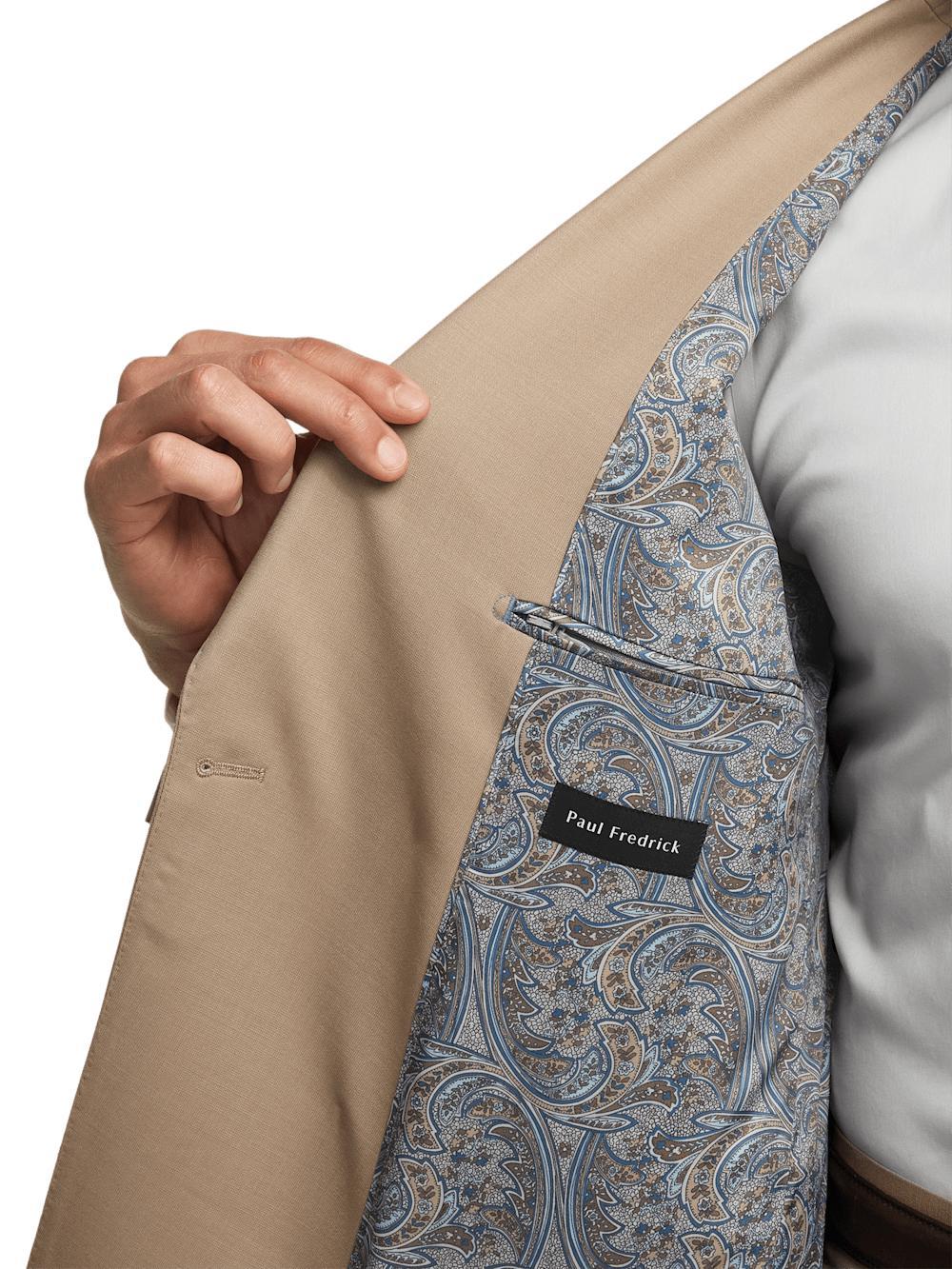 Wool Sstretch Bengaline Peak Lapel Suit - Light Tan Product Image
