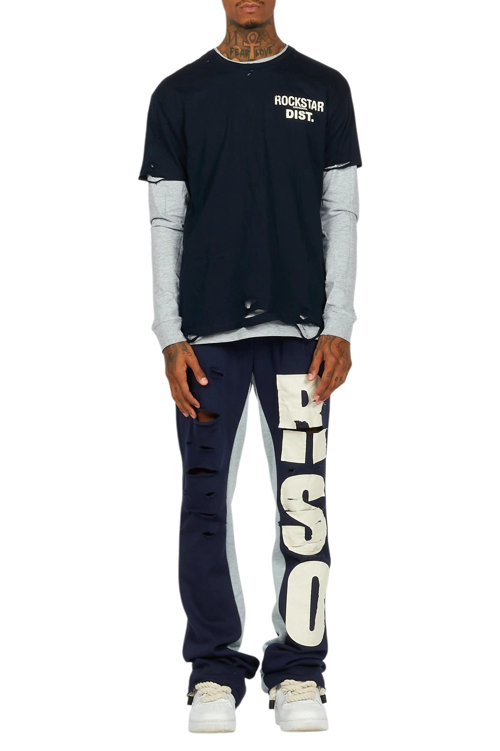 Berne Navy/Grey Double Layer T-Shirt/Baggy Pant Set Male Product Image