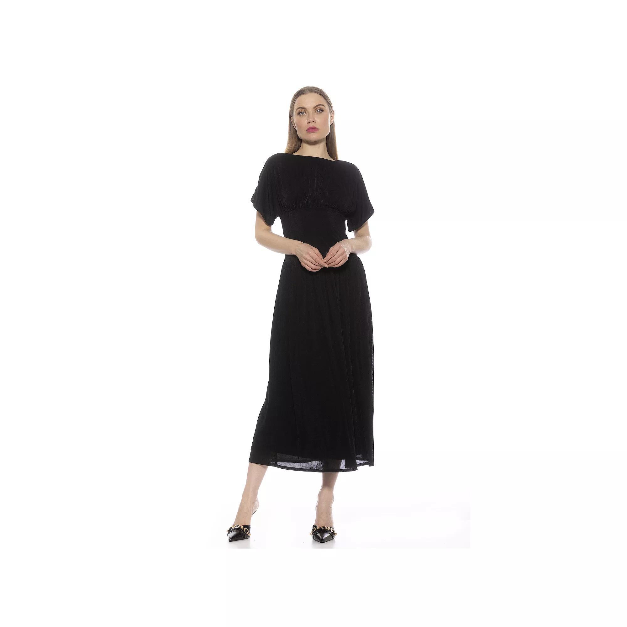 Women's ALEXIA ADMOR Luna Draped Dolman Sleeve Tea Length Dress, Size: Medium, Halogen Blue Product Image