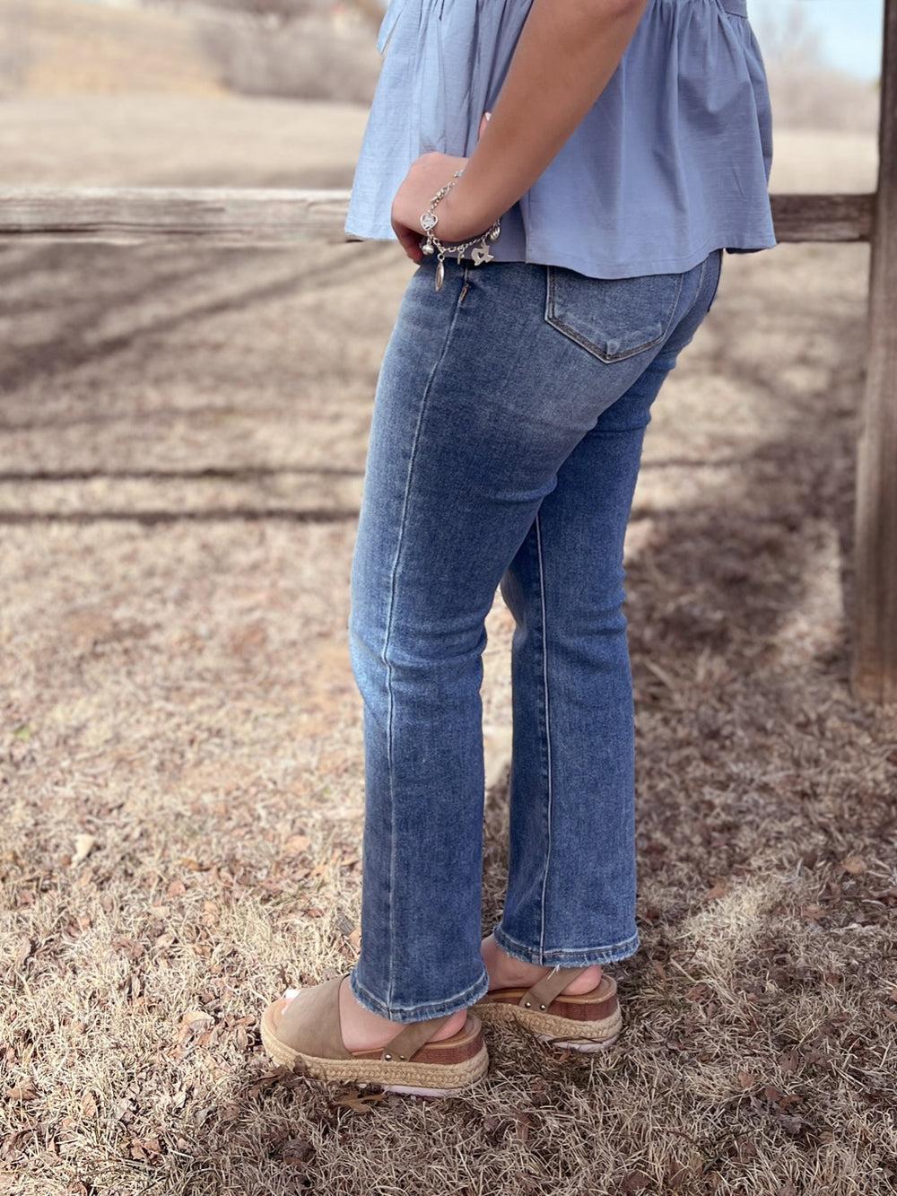 Risen Straight Leg Crossover Jeans Product Image