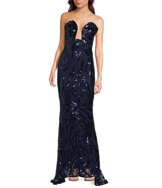 Lulus Mystic Strapless Macy Sequin Mermaid Long Dress Product Image