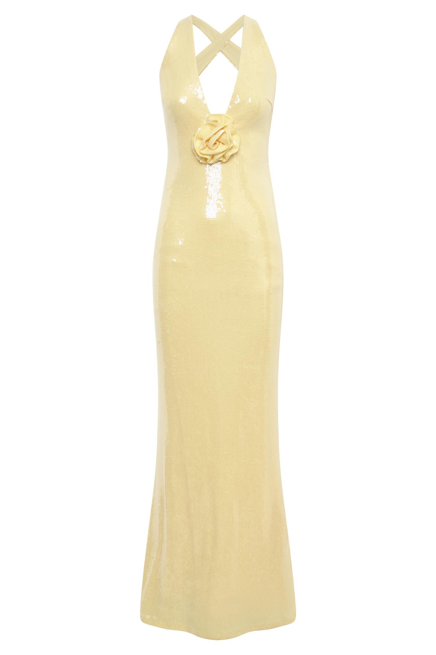 Eliza Rose Sequin Maxi Dress - Lemon Product Image