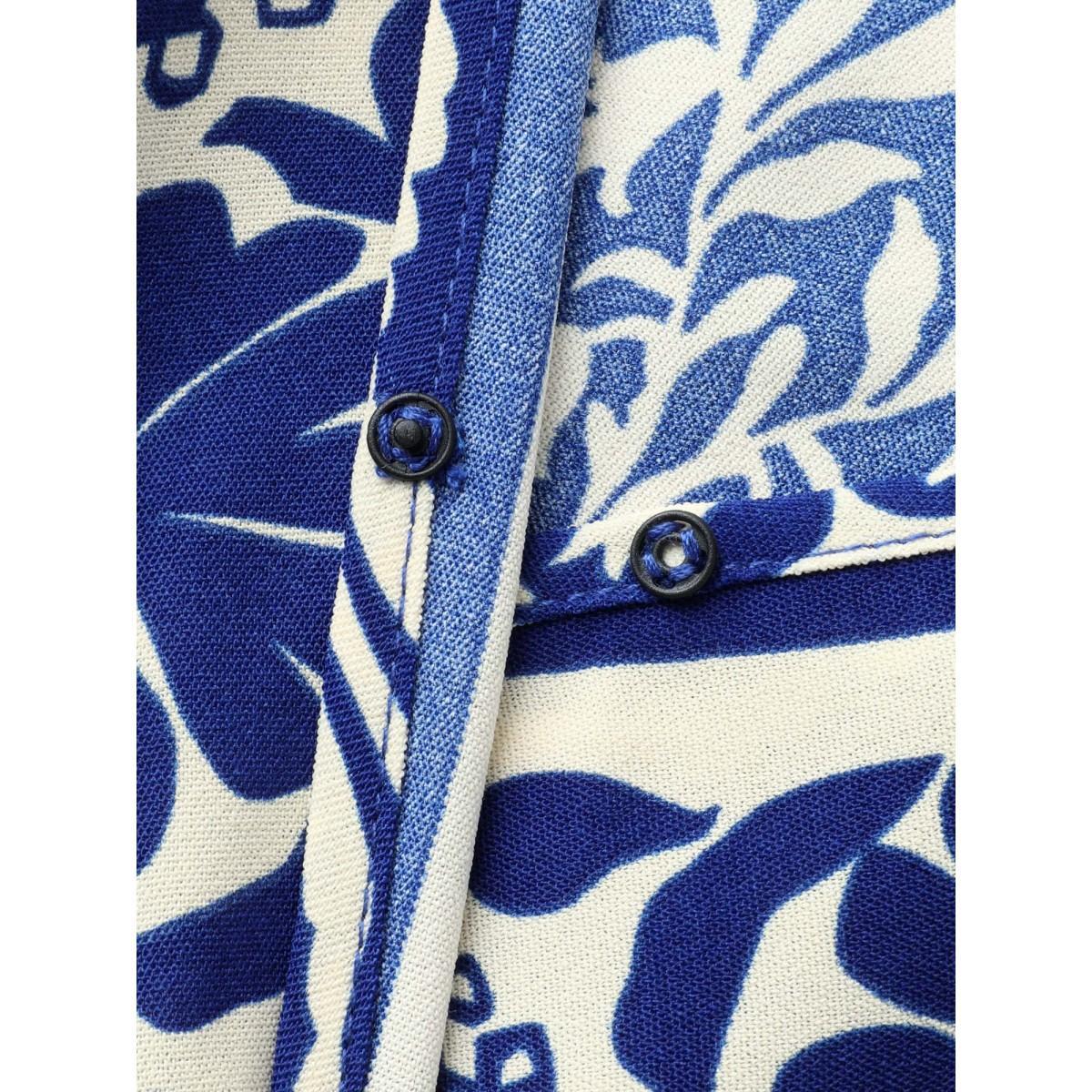 Plus Size Boho Print Shirred Pockets Midi Dress DarkBlue Women V-neck Sleeveless Curvy BloomChic 30/6X Product Image