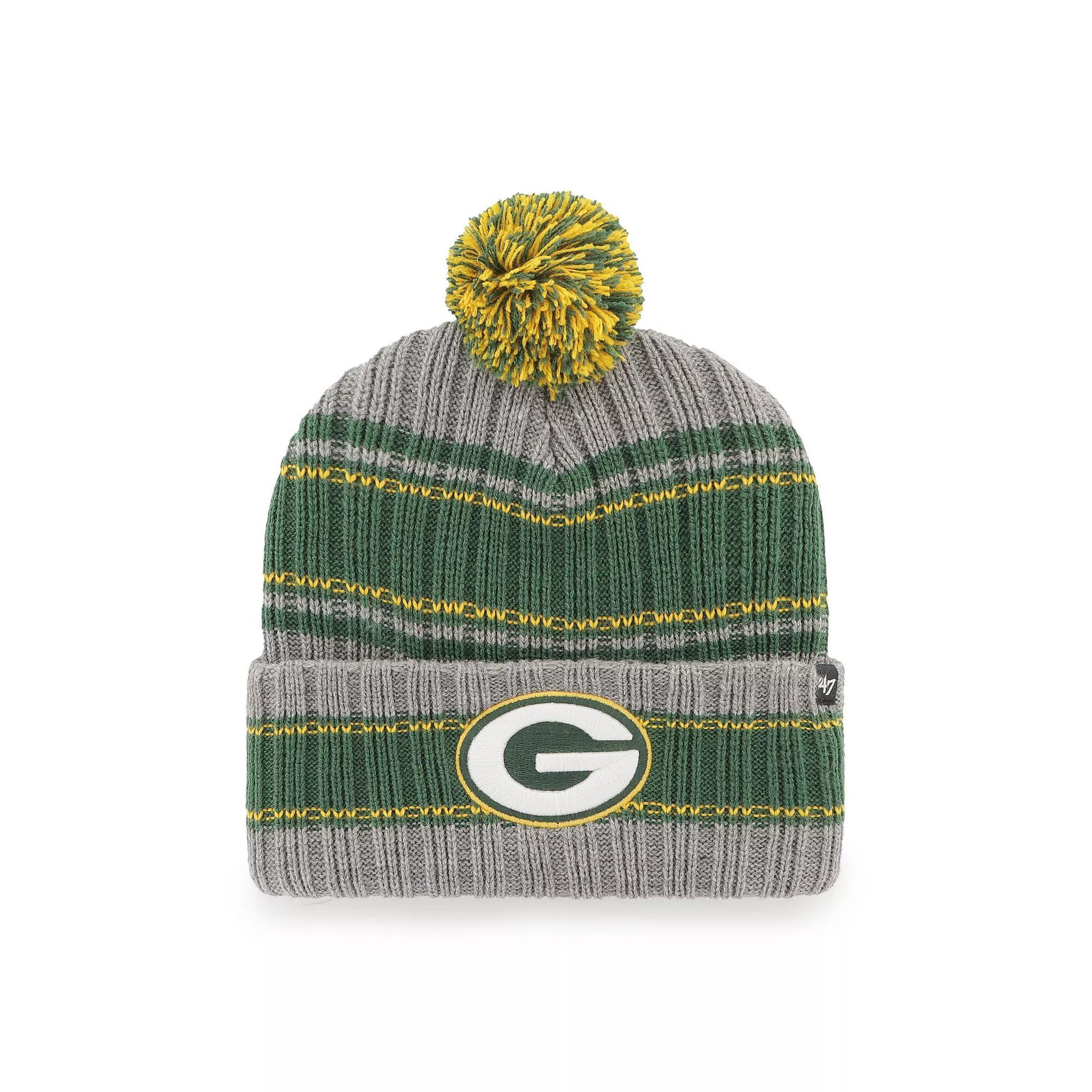Men's '47  Graphite Green Bay Packers Rexford Cuffed Knit Hat with Pom, Dark G Product Image